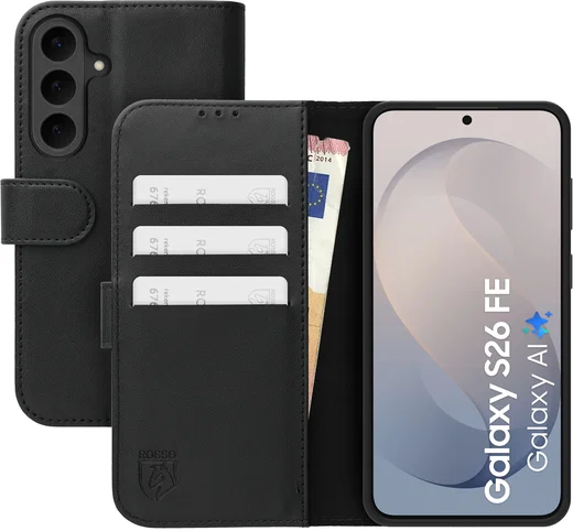 Rosso Element Modern Samsung Galaxy S26 FE Hoesje Book Case Wallet Zwart afbeelding 1
