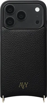 AVY Apple iPhone 18 Pro Hoesje met Koord Haakjes MagSafe Leer Zwart