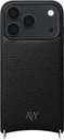 AVY Apple iPhone 18 Pro Hoesje met Koord Haakjes MagSafe Leer Zwart