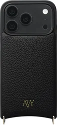AVY Apple iPhone 18 Pro Hoesje met Koord Haakjes MagSafe Leer Zwart afbeelding