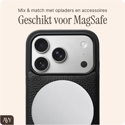 AVY Apple iPhone 18 Pro Hoesje met Koord Haakjes MagSafe Leer Zwart afbeelding 8