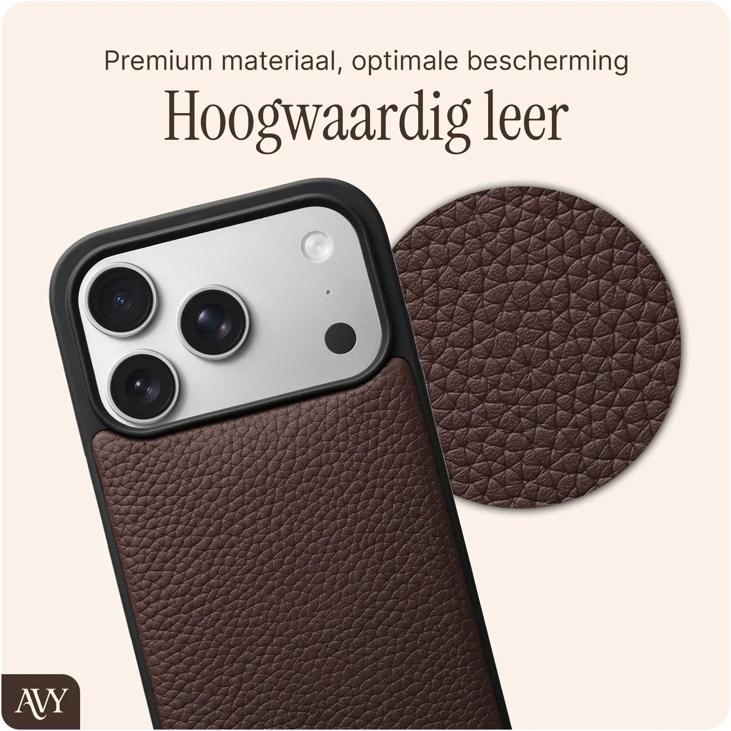 AVY Apple iPhone 18 Pro Hoesje met Koord Haakjes MagSafe Leer Chocolate afbeelding 7
