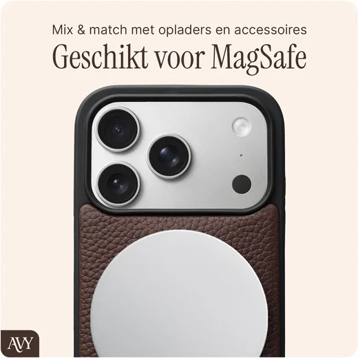 AVY Apple iPhone 18 Pro Hoesje met Koord Haakjes MagSafe Leer Chocolate afbeelding 8