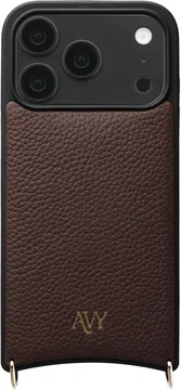 AVY Apple iPhone 18 Pro Hoesje met Koord Haakjes MagSafe Leer Chocolate