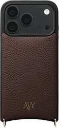 AVY Apple iPhone 18 Pro Hoesje met Koord Haakjes MagSafe Leer Chocolate afbeelding