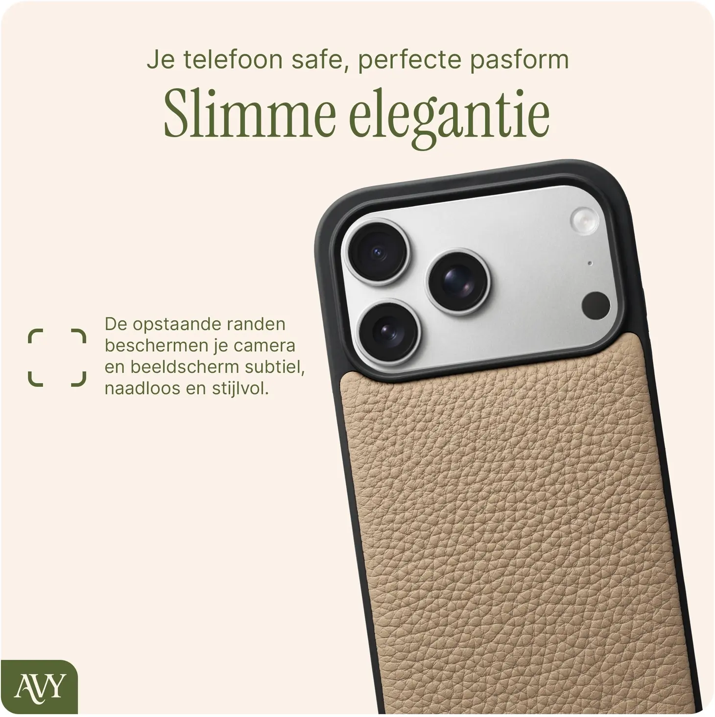 AVY Apple iPhone 18 Pro Hoesje met Koord Haakjes MagSafe Leer Beige afbeelding 9
