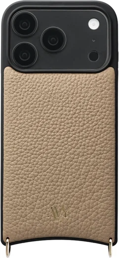 AVY Apple iPhone 18 Pro Hoesje met Koord Haakjes MagSafe Leer Beige afbeelding 1