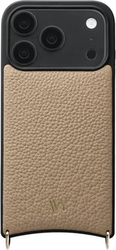AVY Apple iPhone 18 Pro Hoesje met Koord Haakjes MagSafe Leer Beige