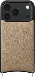 AVY Apple iPhone 18 Pro Hoesje met Koord Haakjes MagSafe Leer Beige afbeelding