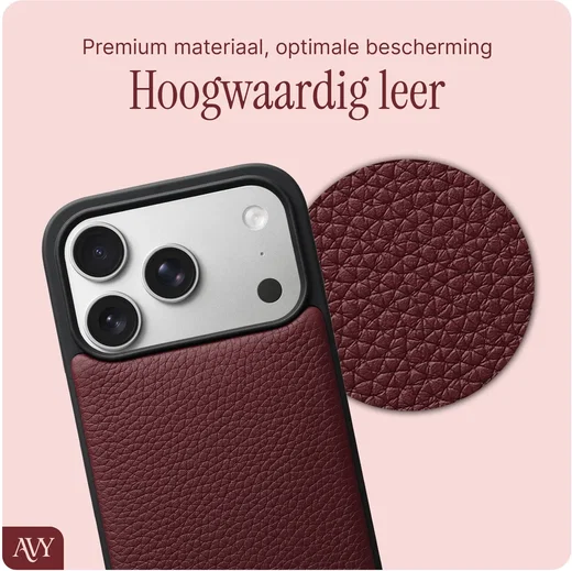 AVY Apple iPhone 18 Pro Hoesje met Koord Haakjes MagSafe Leer Burgundy afbeelding 7