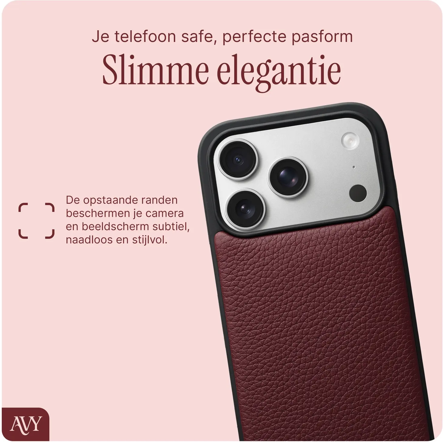 AVY Apple iPhone 18 Pro Hoesje met Koord Haakjes MagSafe Leer Burgundy afbeelding 9