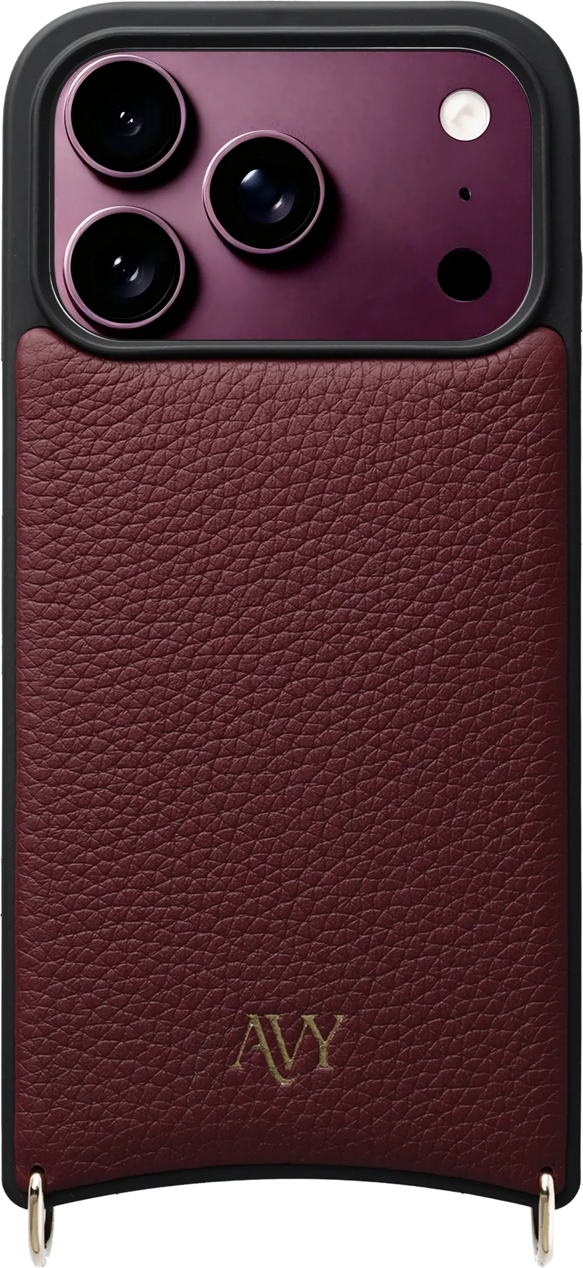 AVY Apple iPhone 18 Pro Hoesje met Koord Haakjes MagSafe Leer Burgundy afbeelding 1