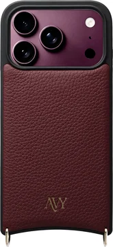 AVY Apple iPhone 18 Pro Hoesje met Koord Haakjes MagSafe Leer Burgundy