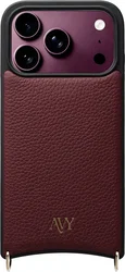 AVY Apple iPhone 18 Pro Hoesje met Koord Haakjes MagSafe Leer Burgundy afbeelding