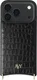 AVY Apple iPhone 18 Pro Hoesje met Koord Haakjes MagSafe Leer Croco Zwart