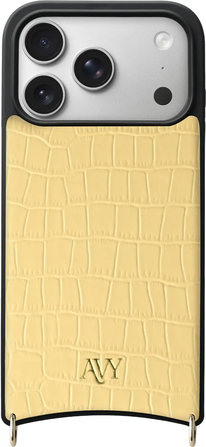 AVY Apple iPhone 18 Pro Hoesje met Koord Haakjes MagSafe Leer Croco Geel afbeelding 12