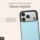 AVY Apple iPhone 18 Pro Hoesje met Koord Haakjes MagSafe Leer Croco Blauw afbeelding 9