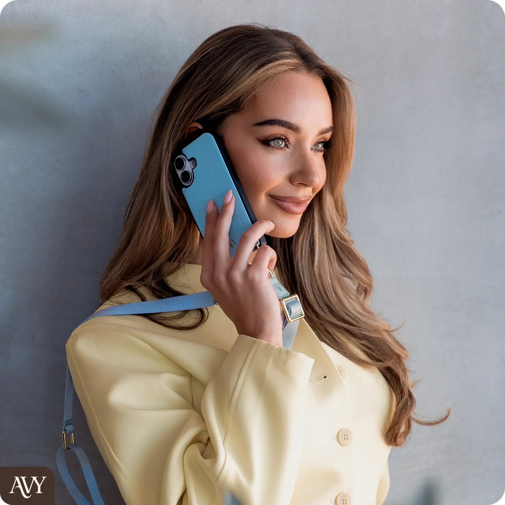 AVY Apple iPhone 18 Pro Hoesje met Koord Haakjes MagSafe Leer Croco Blauw afbeelding 5
