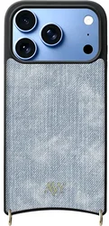 AVY Apple iPhone 18 Pro Hoesje met Koord Haakjes MagSafe Leer Denim afbeelding