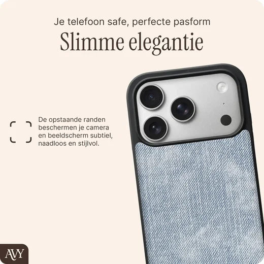 AVY Apple iPhone 18 Pro Hoesje met Koord Haakjes MagSafe Leer Denim afbeelding 9