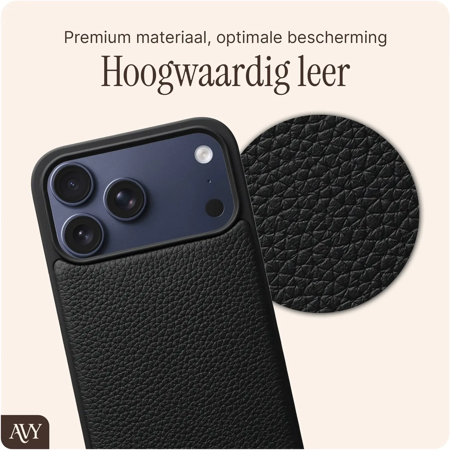 AVY Apple iPhone 18 Pro Max Hoesje met Koord Haakjes MagSafe Leer Zwart afbeelding 7