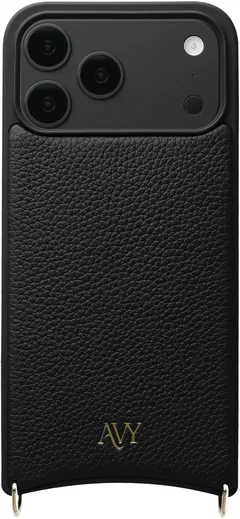 AVY Apple iPhone 18 Pro Max Hoesje met Koord Haakjes MagSafe Leer Zwart afbeelding 1