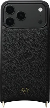 AVY Apple iPhone 18 Pro Max Hoesje met Koord Haakjes MagSafe Leer Zwart