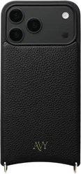AVY Apple iPhone 18 Pro Max Hoesje met Koord Haakjes MagSafe Leer Zwart afbeelding