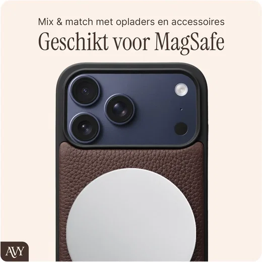 AVY Apple iPhone 18 Pro Max Hoesje met Koord Haakjes MagSafe Leer Chocolate afbeelding 8