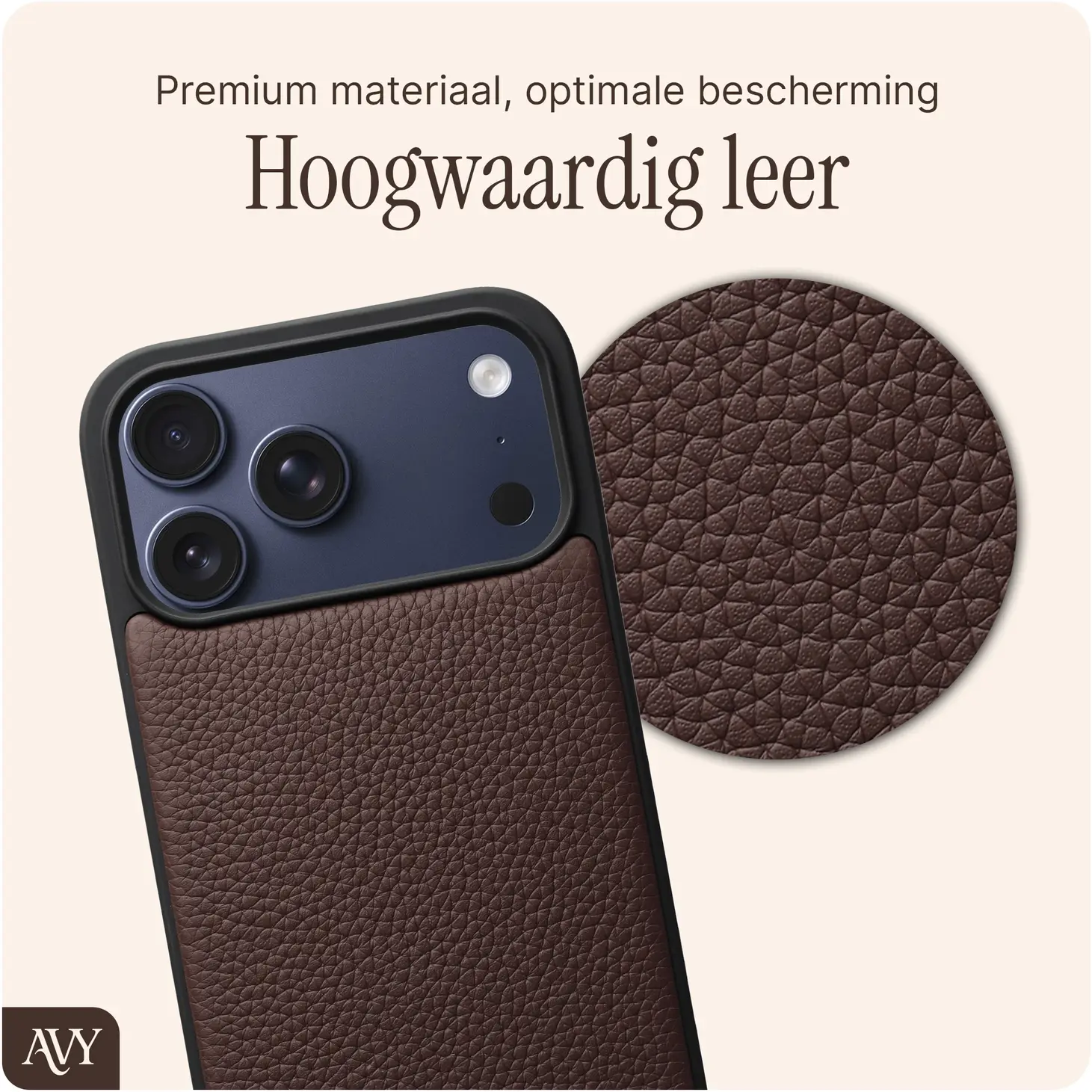 AVY Apple iPhone 18 Pro Max Hoesje met Koord Haakjes MagSafe Leer Chocolate afbeelding 7