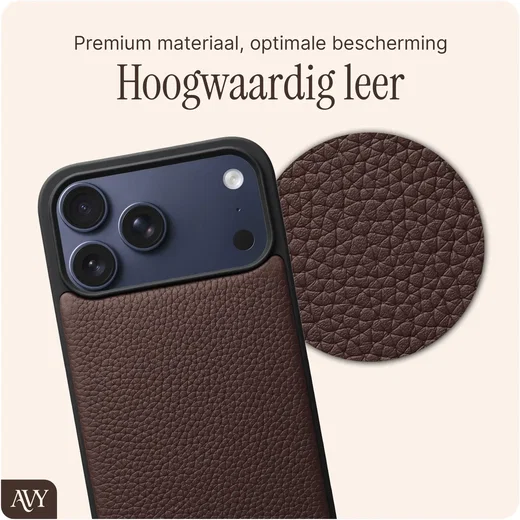 AVY Apple iPhone 18 Pro Max Hoesje met Koord Haakjes MagSafe Leer Chocolate afbeelding 7