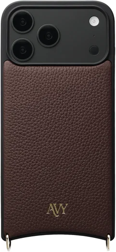 AVY Apple iPhone 18 Pro Max Hoesje met Koord Haakjes MagSafe Leer Chocolate afbeelding 1