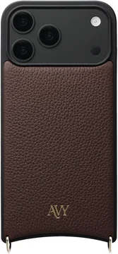 AVY Apple iPhone 18 Pro Max Hoesje met Koord Haakjes MagSafe Leer Chocolate
