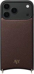 AVY Apple iPhone 18 Pro Max Hoesje met Koord Haakjes MagSafe Leer Chocolate afbeelding