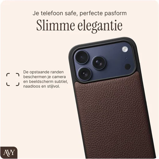 AVY Apple iPhone 18 Pro Max Hoesje met Koord Haakjes MagSafe Leer Chocolate afbeelding 9