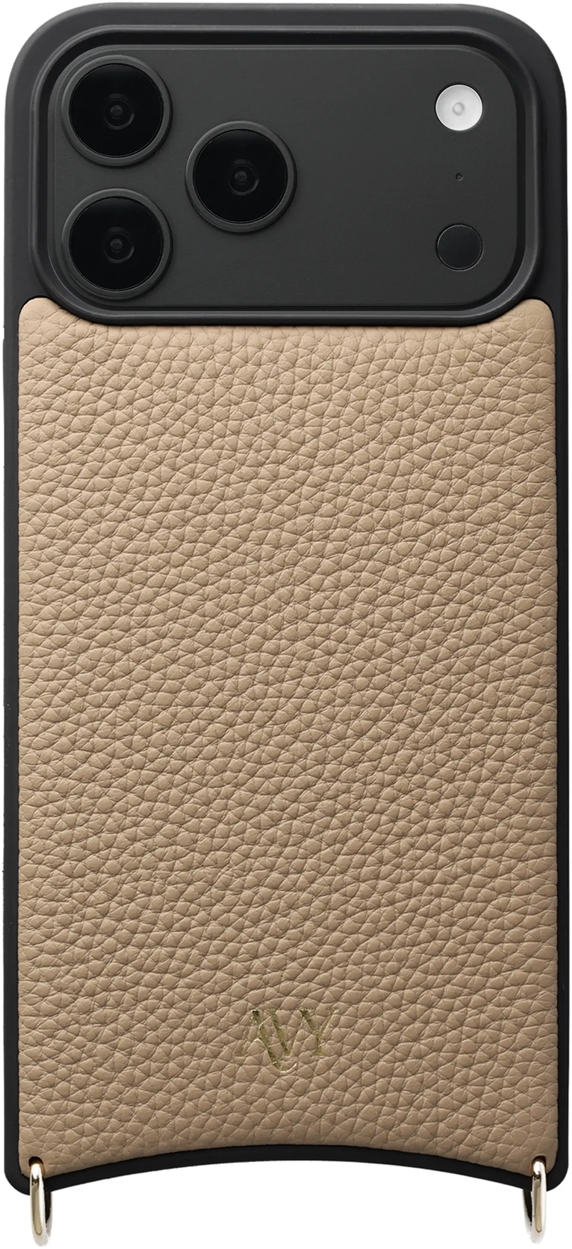 AVY Apple iPhone 18 Pro Max Hoesje met Koord Haakjes MagSafe Leer Beige afbeelding 1