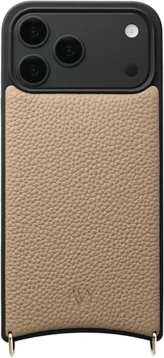 AVY Apple iPhone 18 Pro Max Hoesje met Koord Haakjes MagSafe Leer Beige afbeelding 1