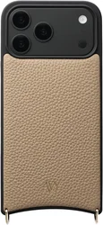 AVY Apple iPhone 18 Pro Max Hoesje met Koord Haakjes MagSafe Leer Beige afbeelding