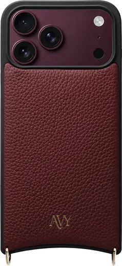 AVY Apple iPhone 18 Pro Max Hoesje met Koord Haakjes MagSafe Leer Burgundy afbeelding 1