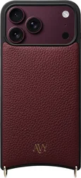 AVY Apple iPhone 18 Pro Max Hoesje met Koord Haakjes MagSafe Leer Burgundy afbeelding