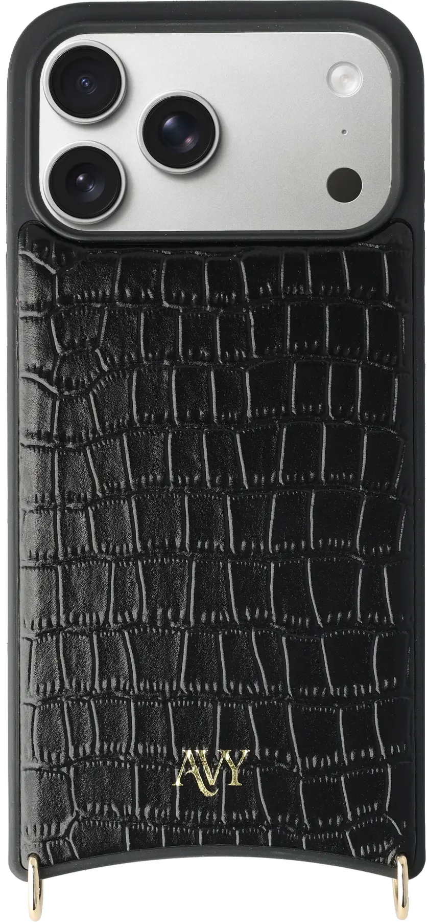 AVY Apple iPhone 18 Pro Max Hoesje met Koord Haakjes MagSafe Leer Croco Zwart afbeelding 12