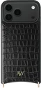 AVY Apple iPhone 18 Pro Max Hoesje met Koord Haakjes MagSafe Leer Croco Zwart