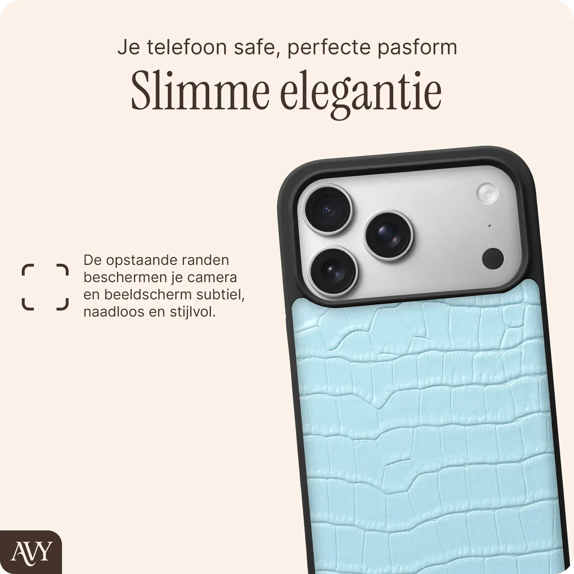 AVY Apple iPhone 18 Pro Max Hoesje met Koord Haakjes MagSafe Leer Croco Blauw afbeelding 8