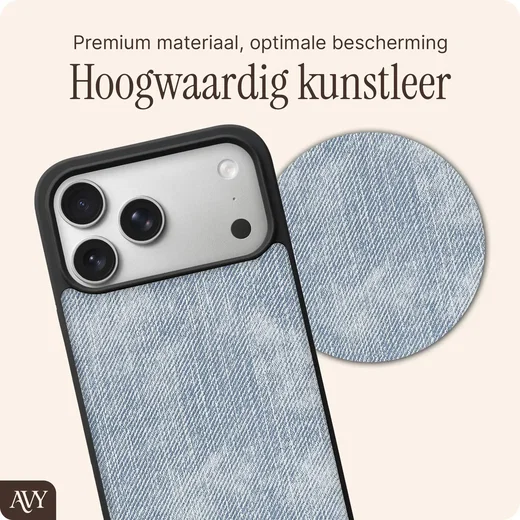 AVY Apple iPhone 18 Pro Max Hoesje met Koord Haakjes MagSafe Leer Denim afbeelding 9