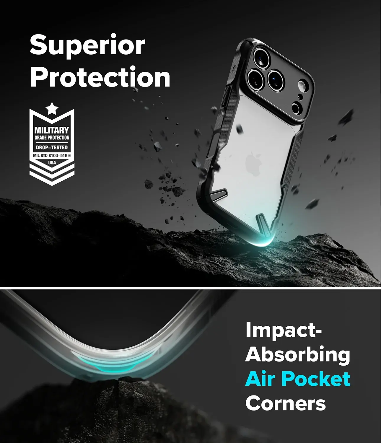 Ringke Fusion X iPhone 18 Pro Max / 17 Pro Max Hoesje Back Cover Zwart afbeelding 2