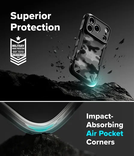 Ringke Fusion X iPhone 18 Pro Max / 17 Pro Max Hoesje Back Cover Camo Zwart afbeelding 2