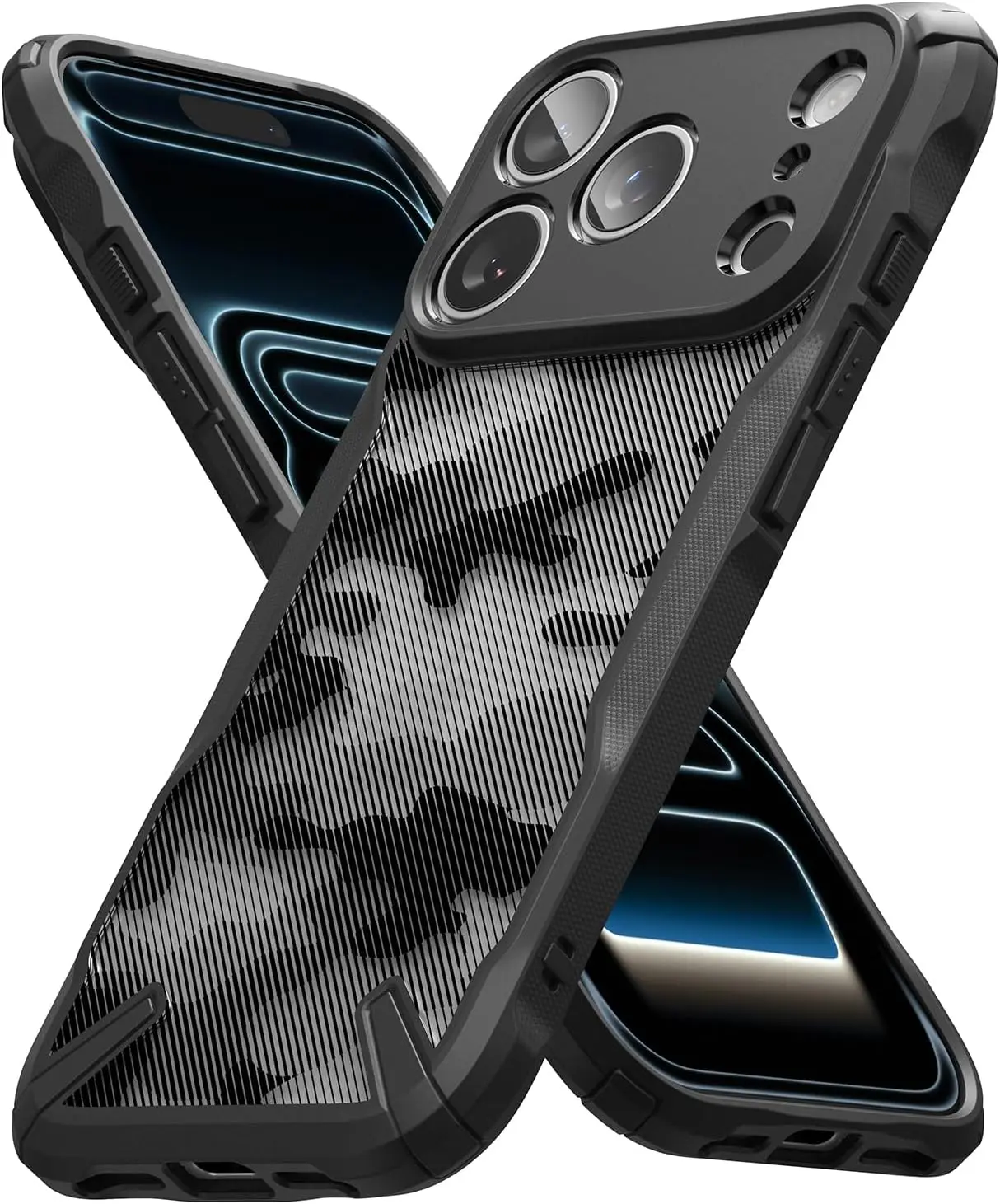 Ringke Fusion X iPhone 18 Pro Max / 17 Pro Max Hoesje Back Cover Camo Zwart afbeelding 1