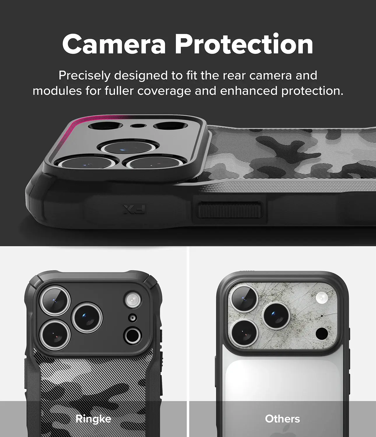 Ringke Fusion X iPhone 18 Pro Max / 17 Pro Max Hoesje Back Cover Camo Zwart afbeelding 4