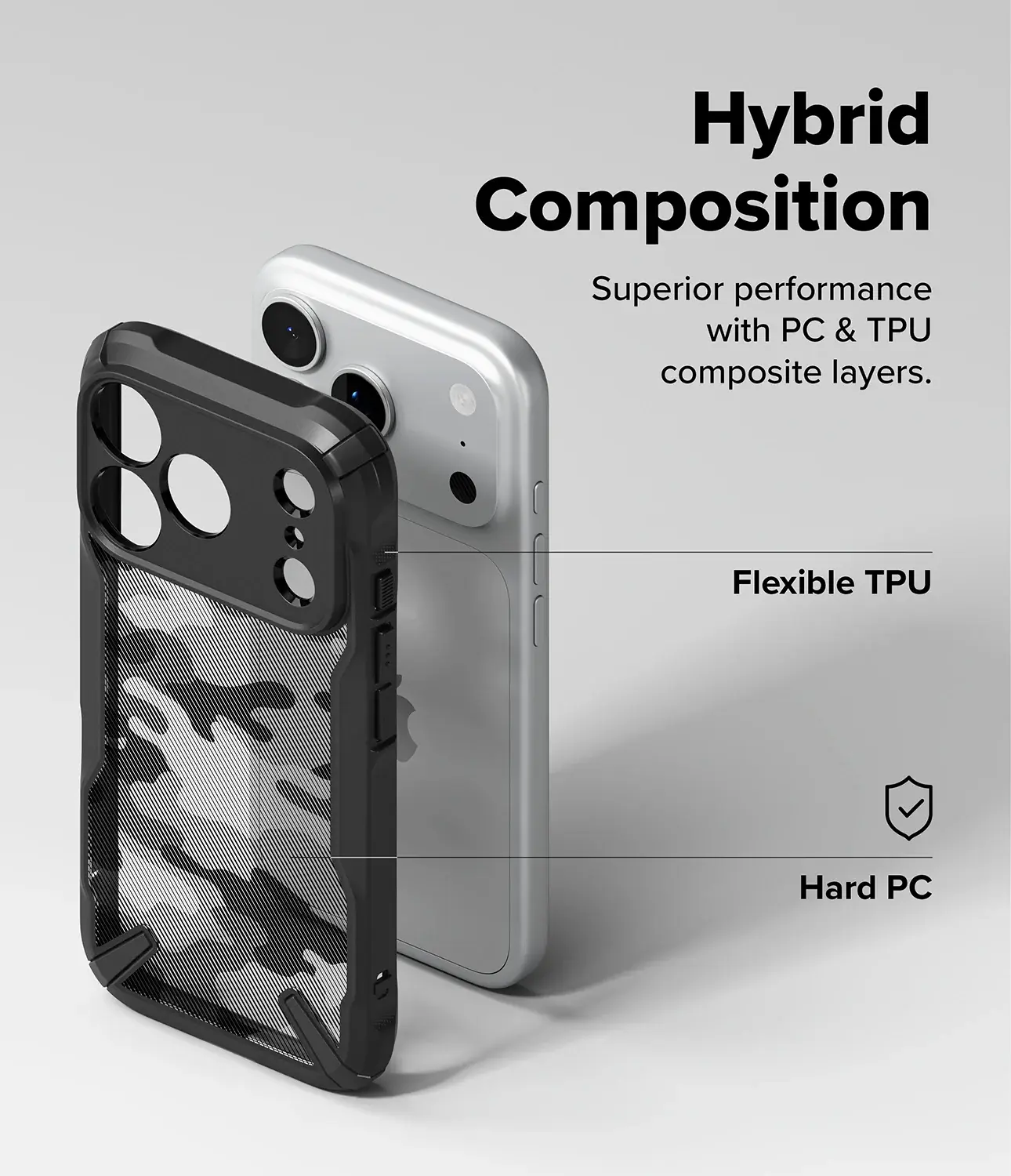 Ringke Fusion X iPhone 18 Pro Max / 17 Pro Max Hoesje Back Cover Camo Zwart afbeelding 3