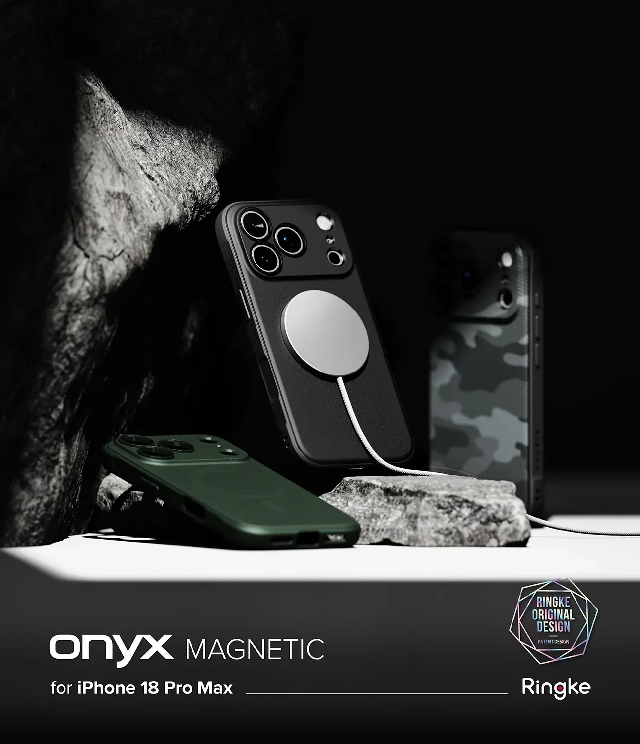 Ringke Onyx Magnetic iPhone 18 Pro Max / 17 Pro Max Hoesje MagSafe Camo Zwart afbeelding 14